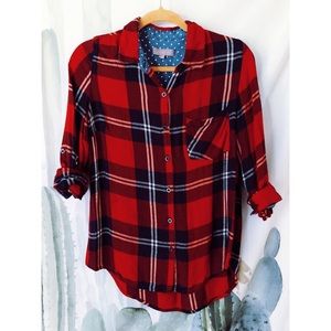 Plaid button down top